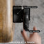 Top-down view of Reach Tactical showing fingerprint sensor and full-grip draw — one push to lock, one fingerprint to release